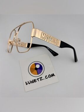 Moschino Unisex's Gold Frame Glasses with Black Temples